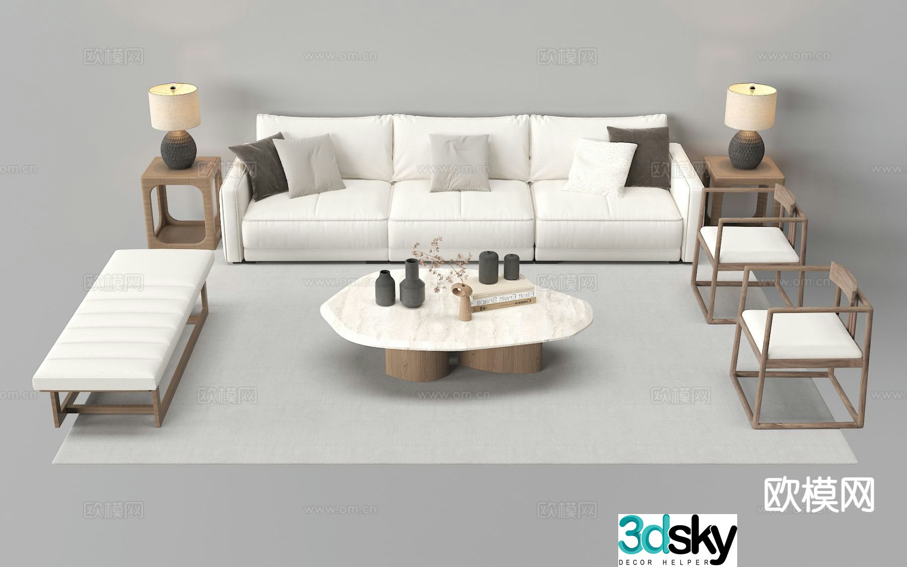 New Chinese style modular sofa 3d model