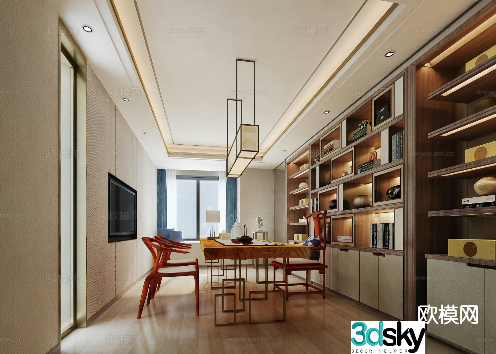 New Chinese style study 3D model