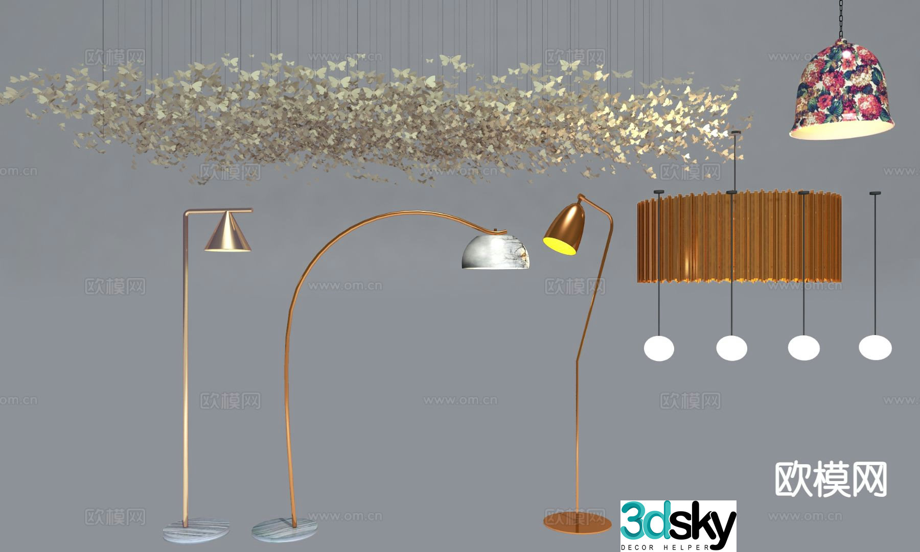 Modern chandelier floor lamp artistic lamp 3d model