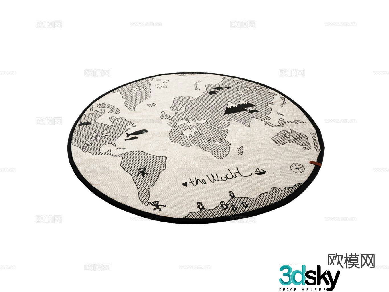 Modern round carpet 3d model