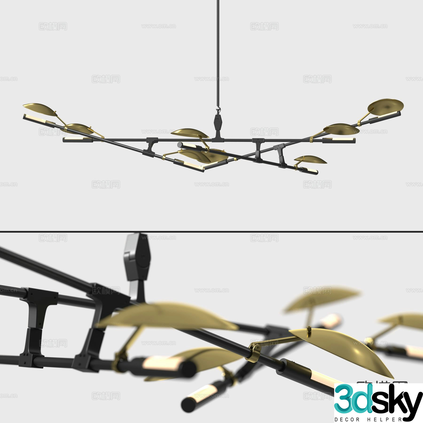 Modern multi-head chandelier indoor chandelier 3d model