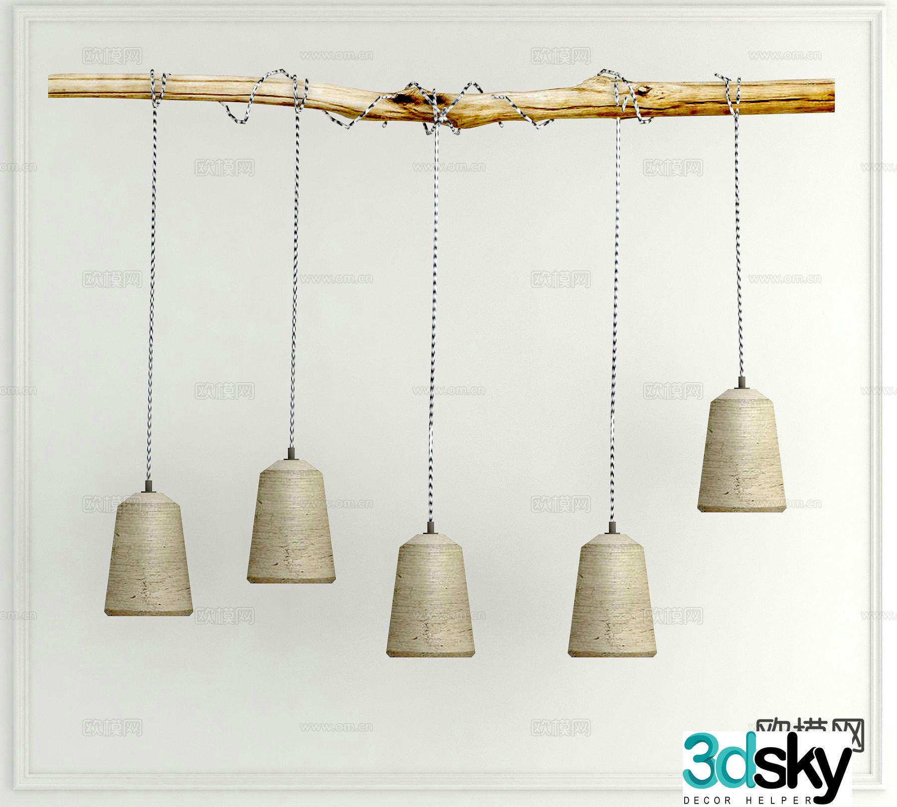 Wabi-sabi chandelier cement chandelier 3d model