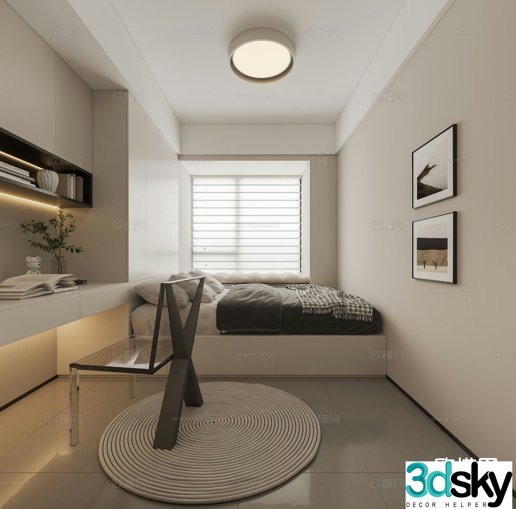 Modern tatami bedroom 3d model