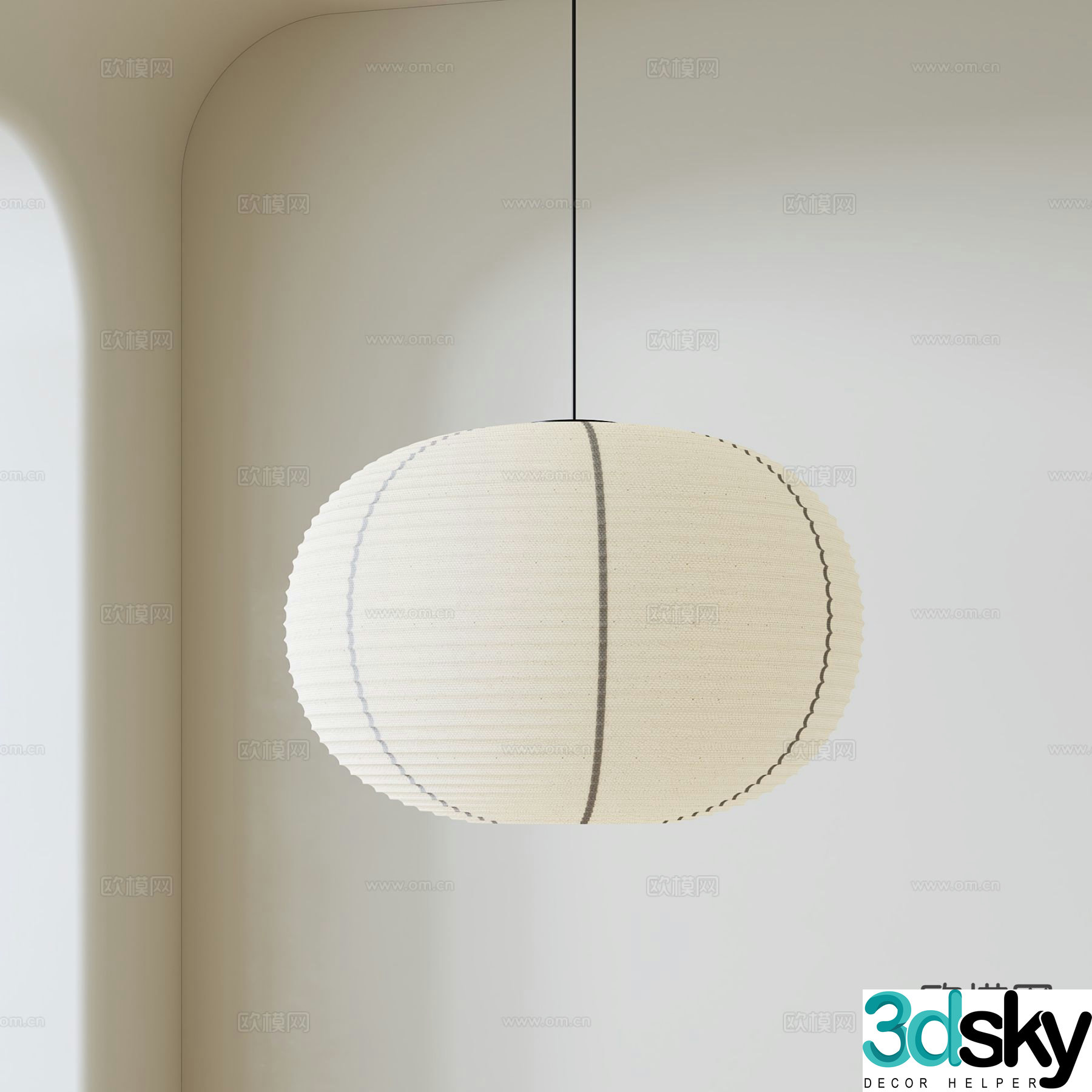 Japanese lantern chandelier 3d model