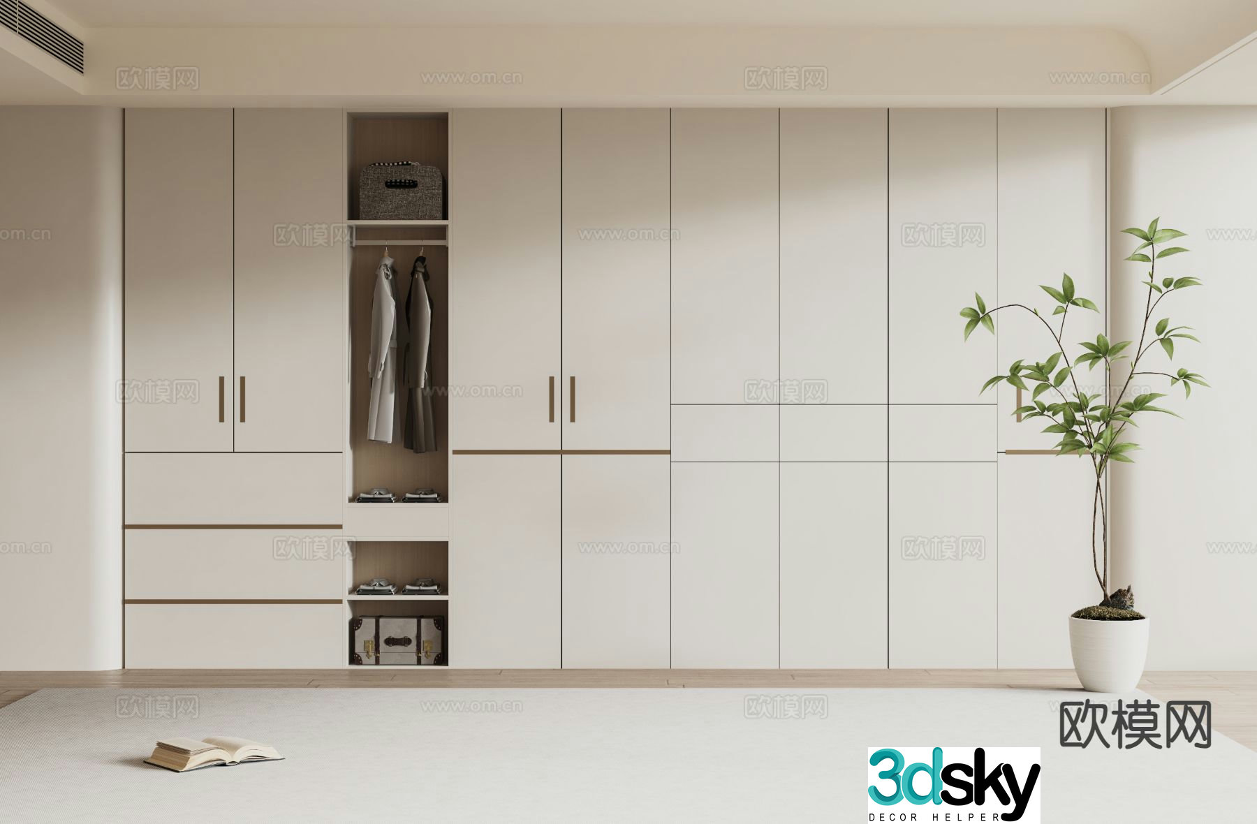 Cream style wardrobe 3d model