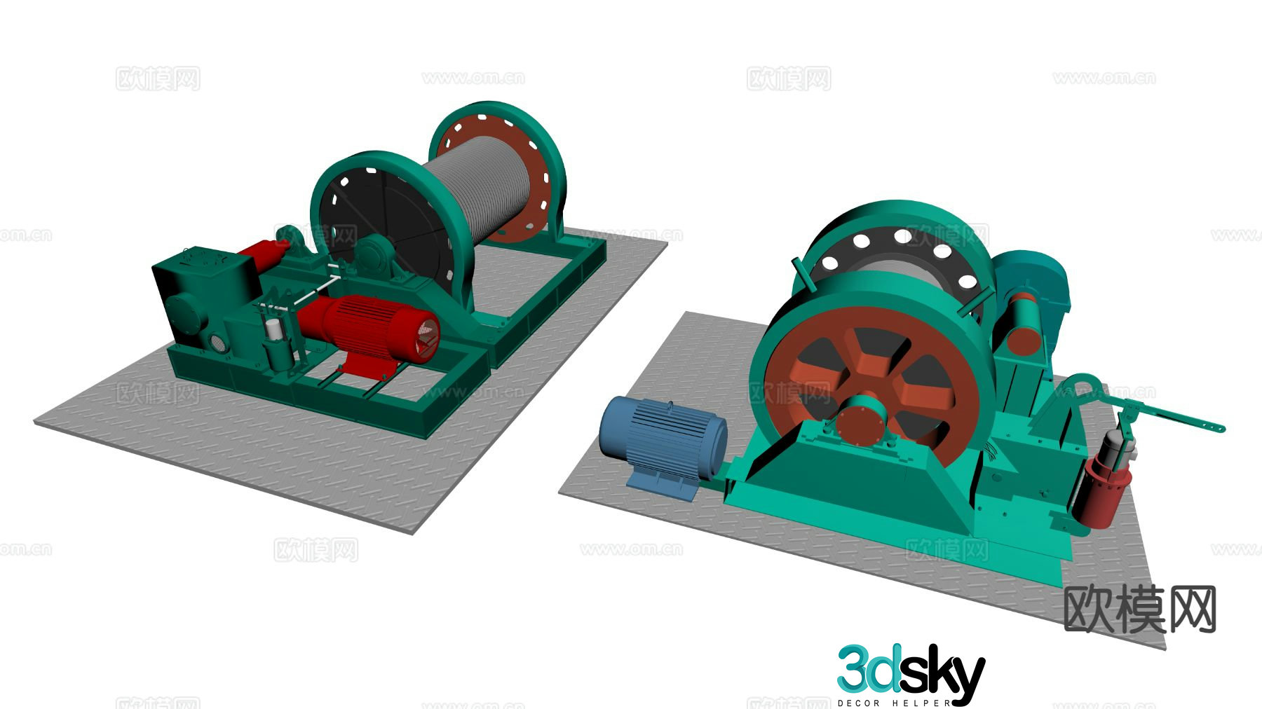 Mining lifting winch and stable equipment 3D model