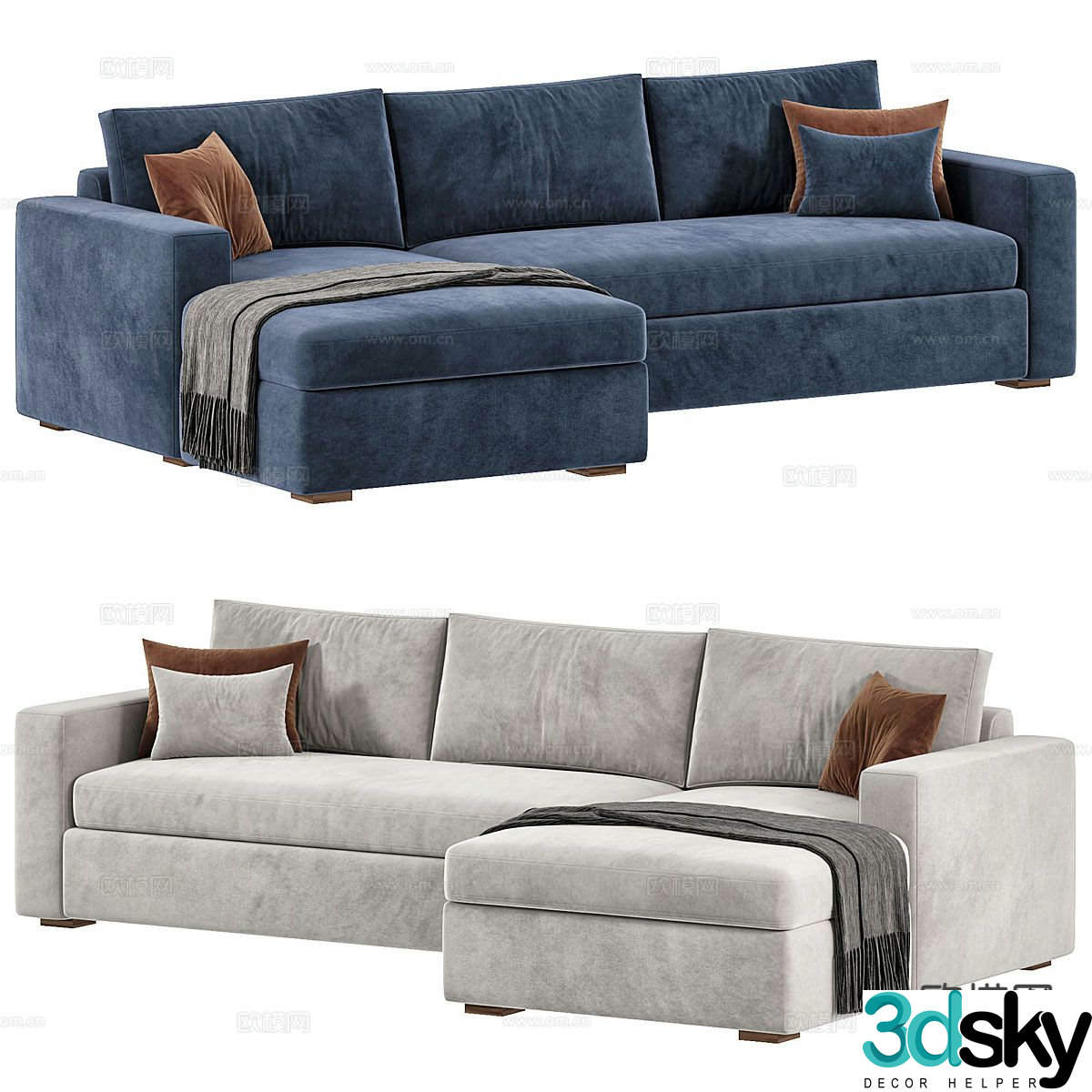 Three seater sofa upholstered sofa 3d model
