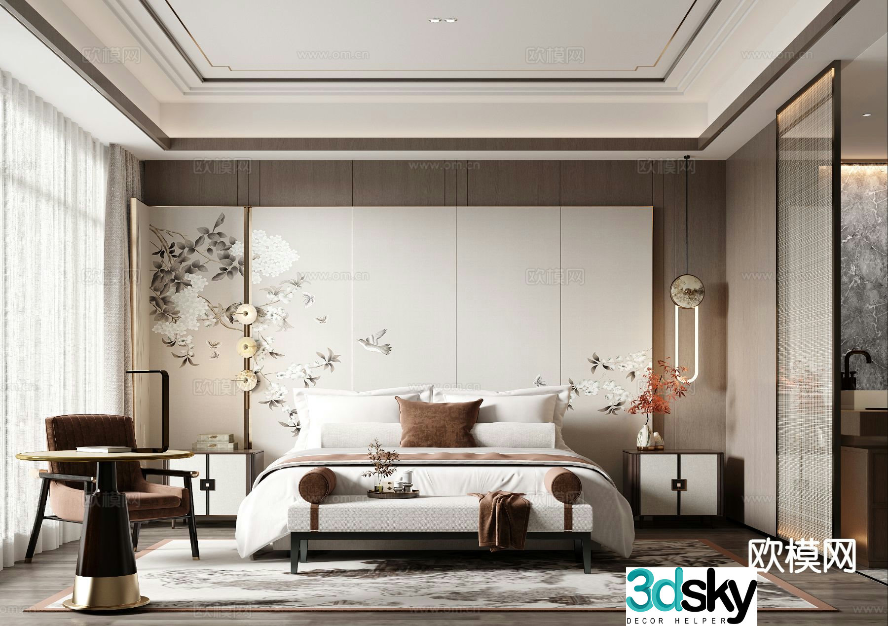 New Chinese style bedroom master bedroom 3d model