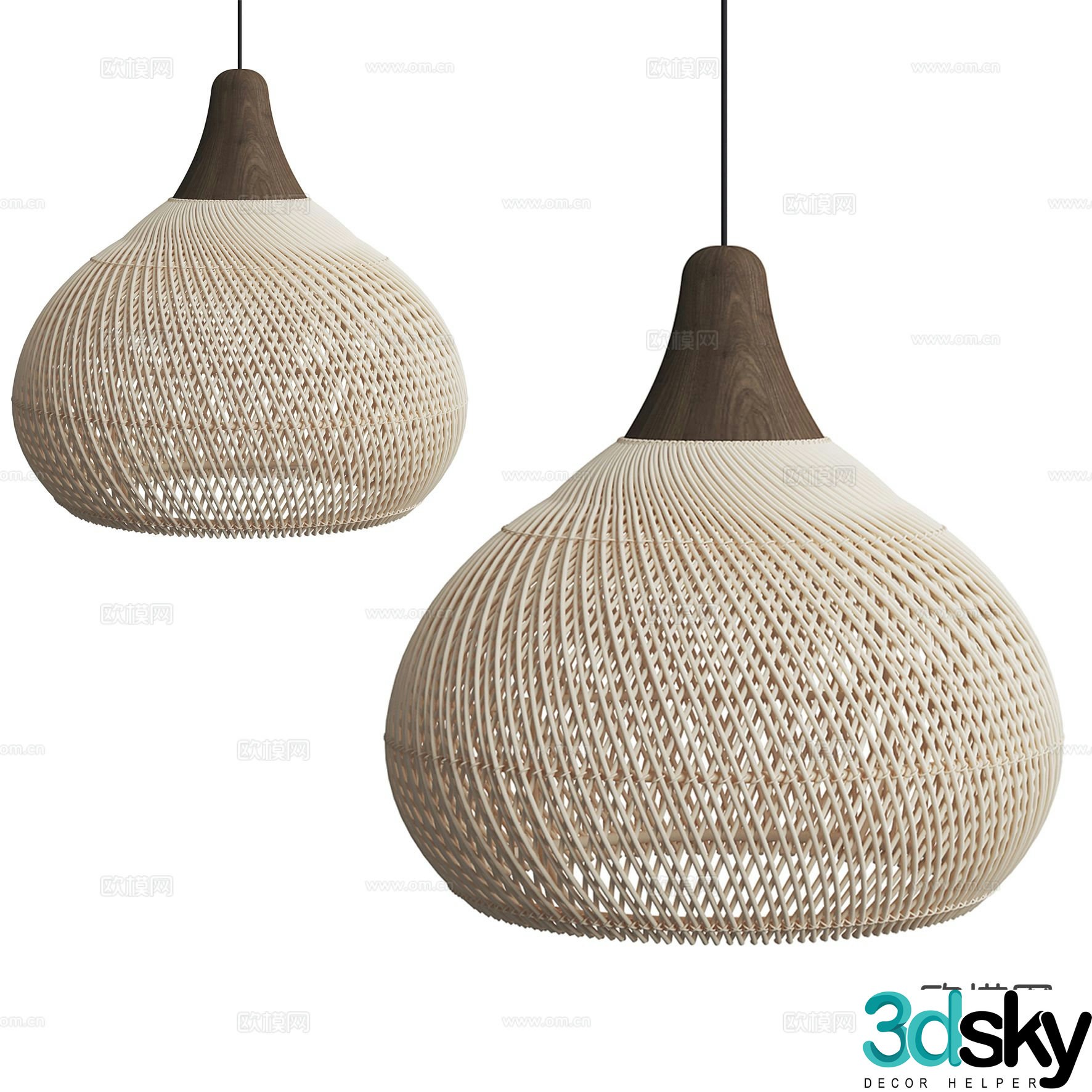 Wabi-sabi chandelier rattan chandelier 3d model