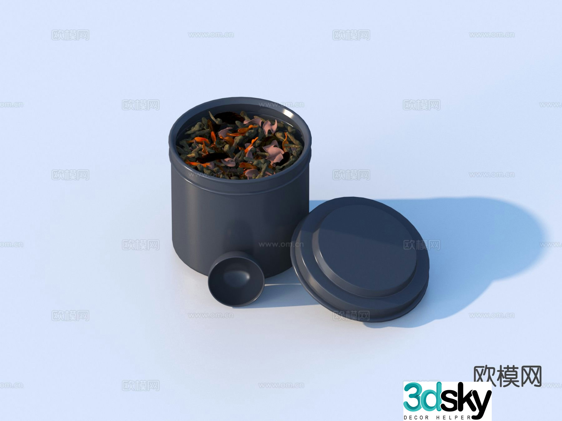 tea can tea tea set 3d model