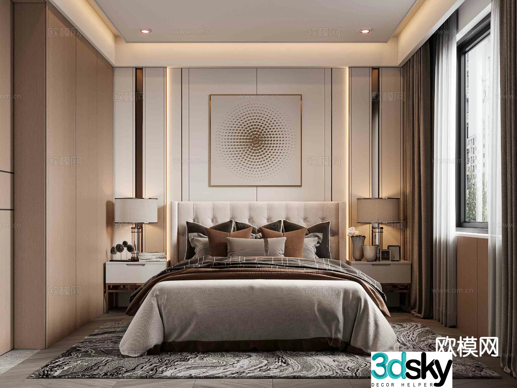 Light luxury bedroom master bedroom 3d model