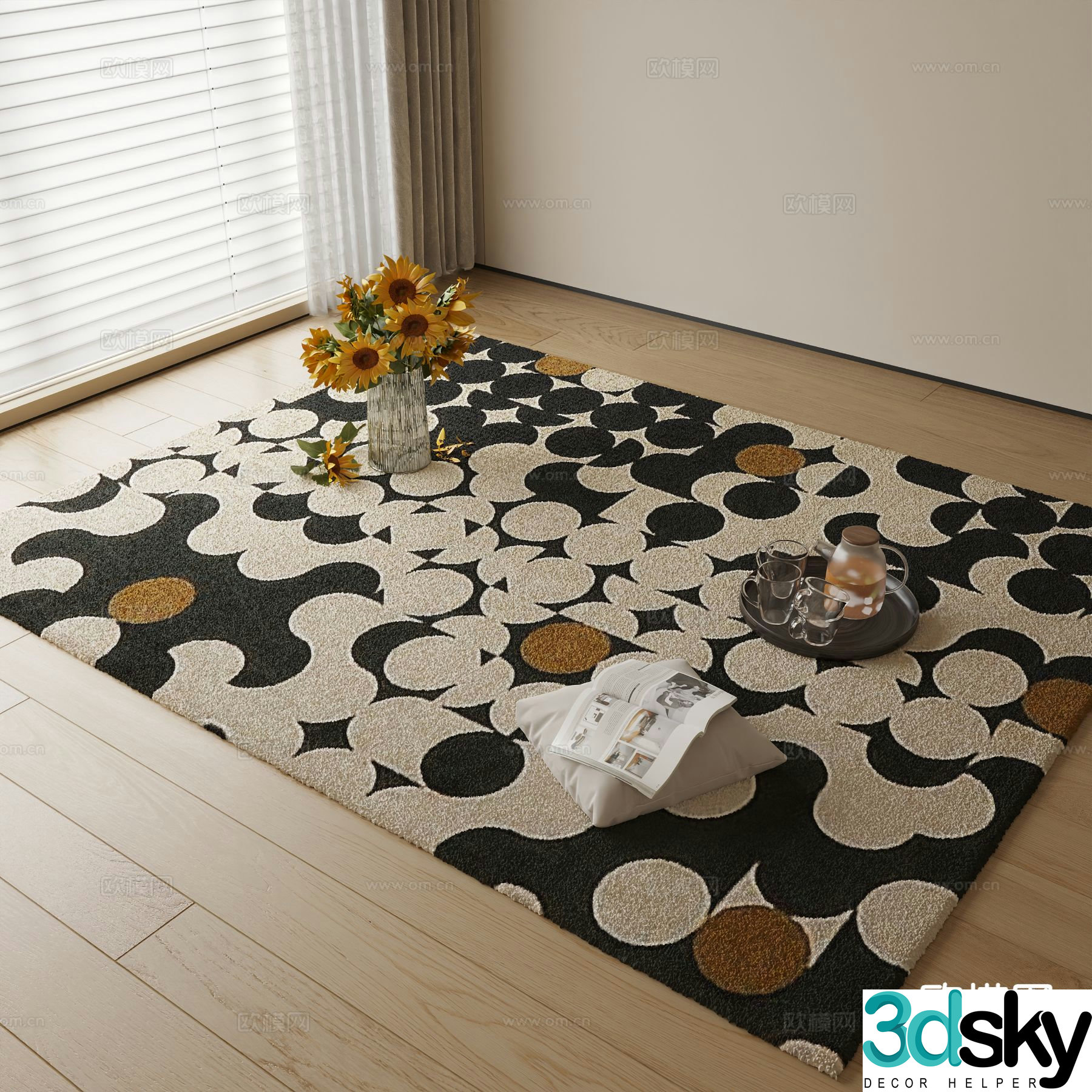 Modern square carpet 3d model
