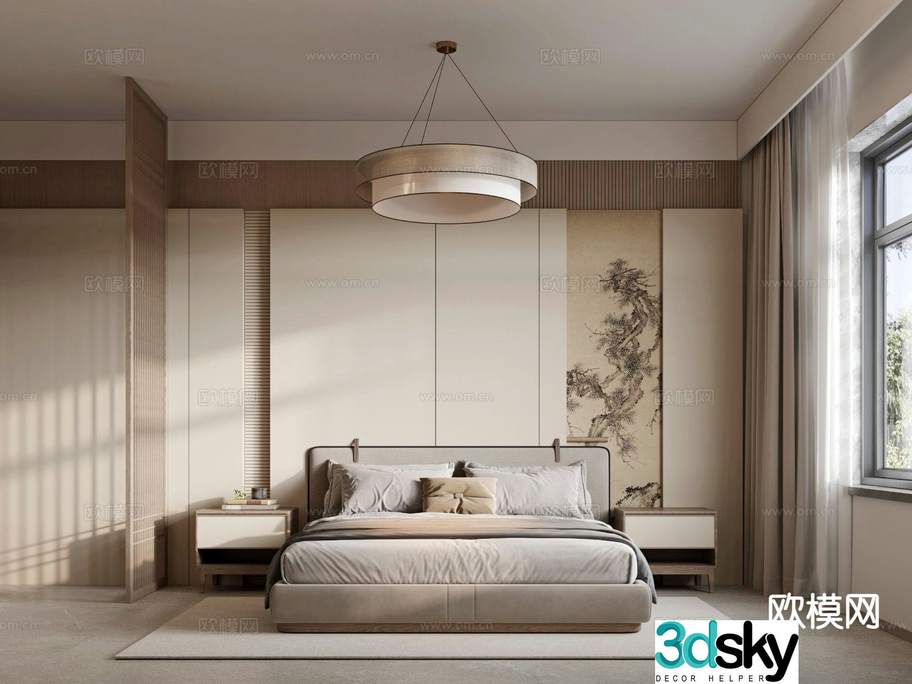 New Chinese style bedroom master bedroom 3d model