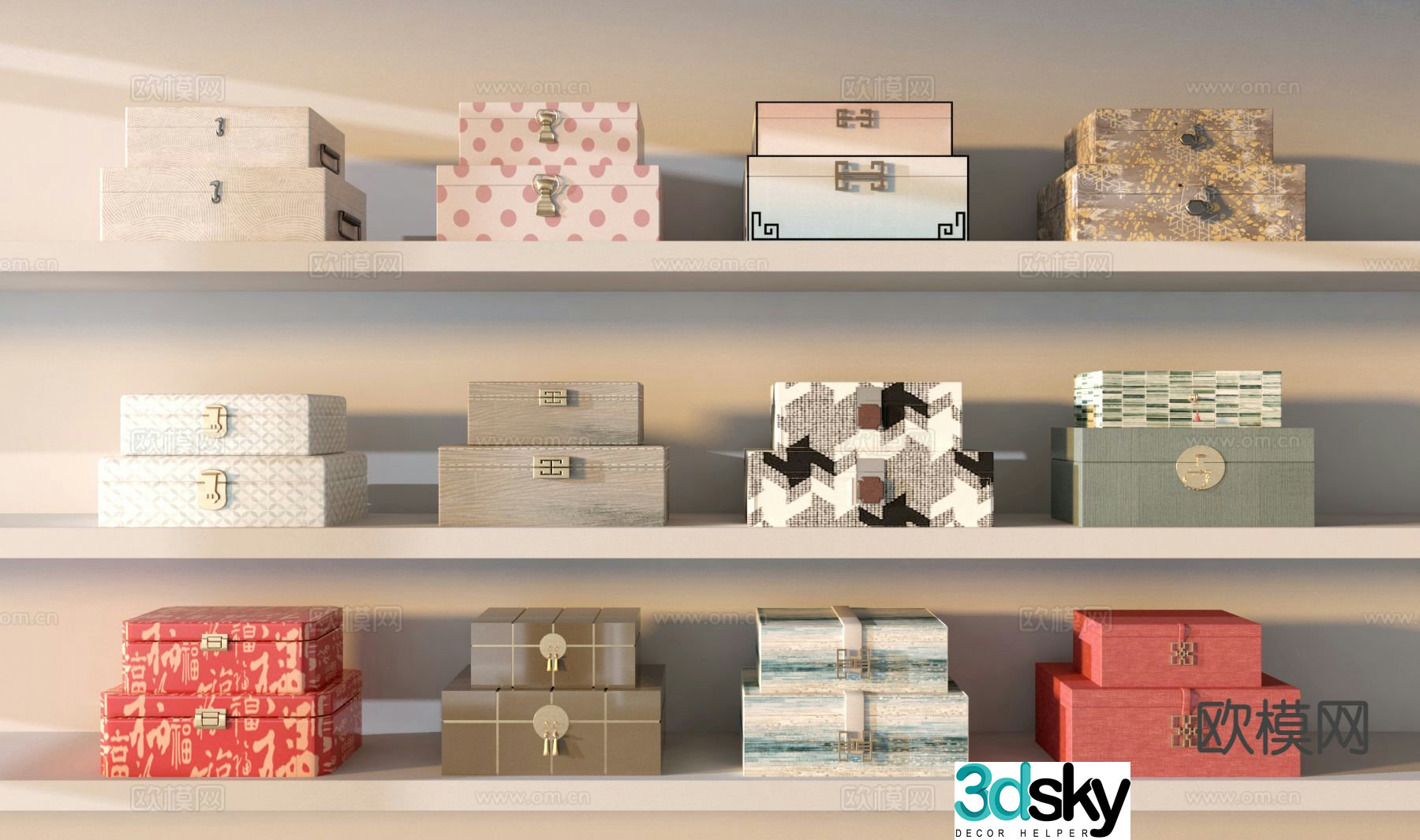 Chinese gift box packaging box jewelry box 3d model