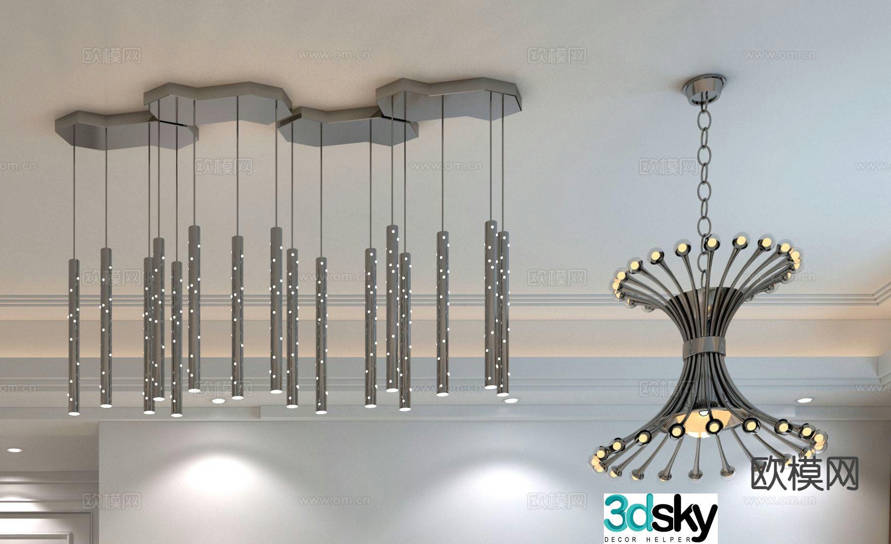 Modern creative chandelier living room chandelier 3d model