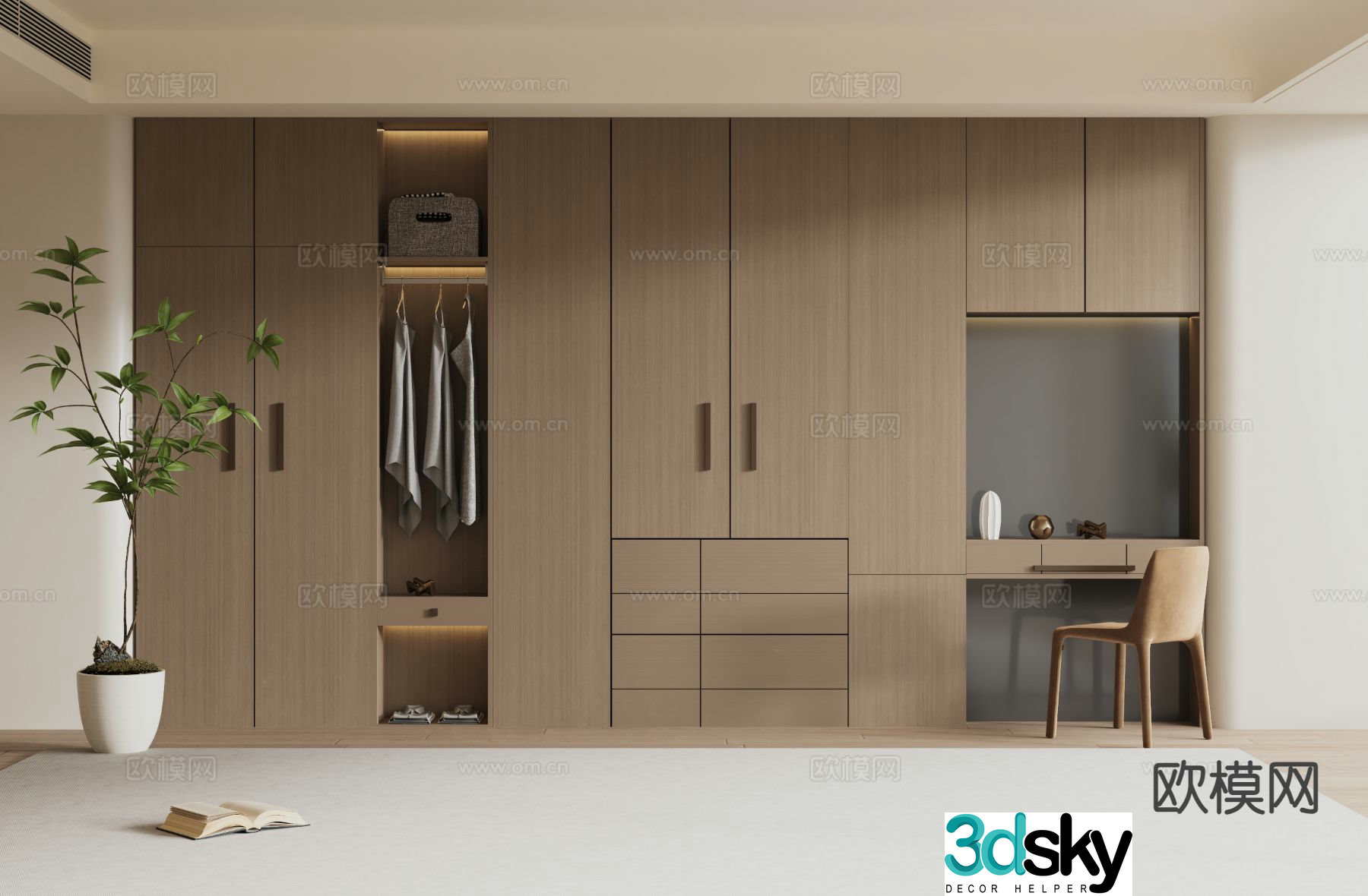 modern wardrobe wooden wardrobe 3d model