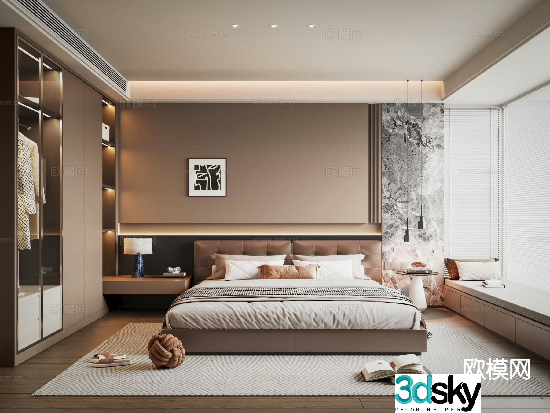 Italian style bedroom master bedroom 3d model