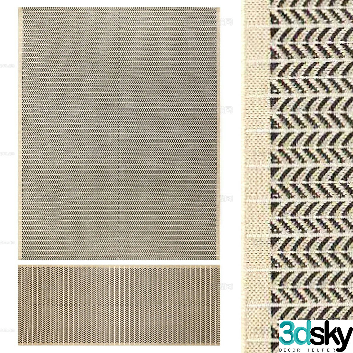 abstract carpet square rug 3d model