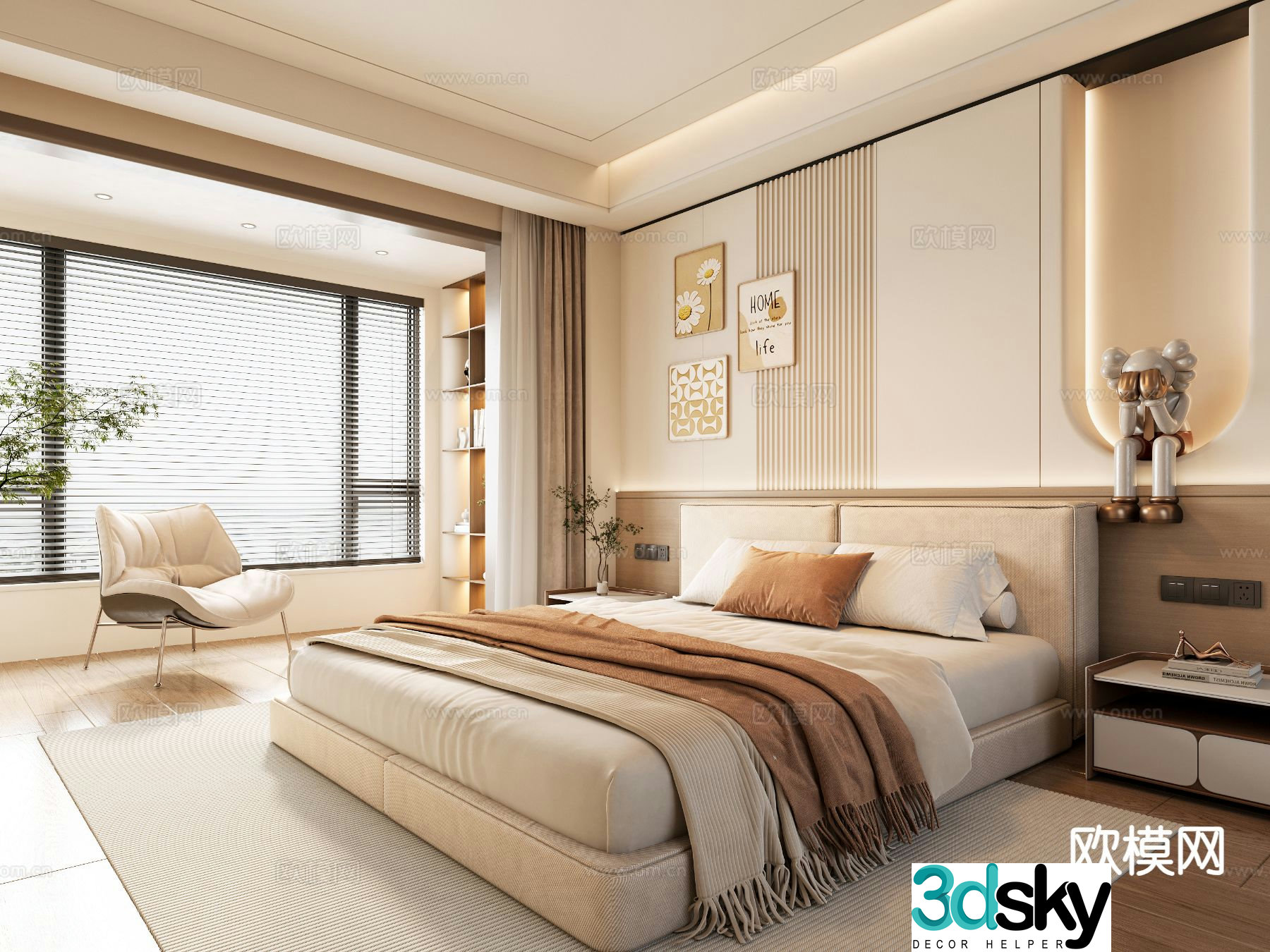 Cream style bedroom master bedroom 3d model