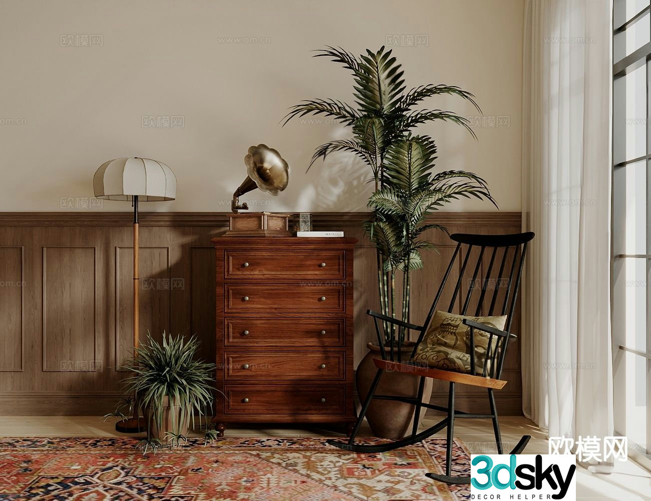 Medieval style chest of drawers 3D model