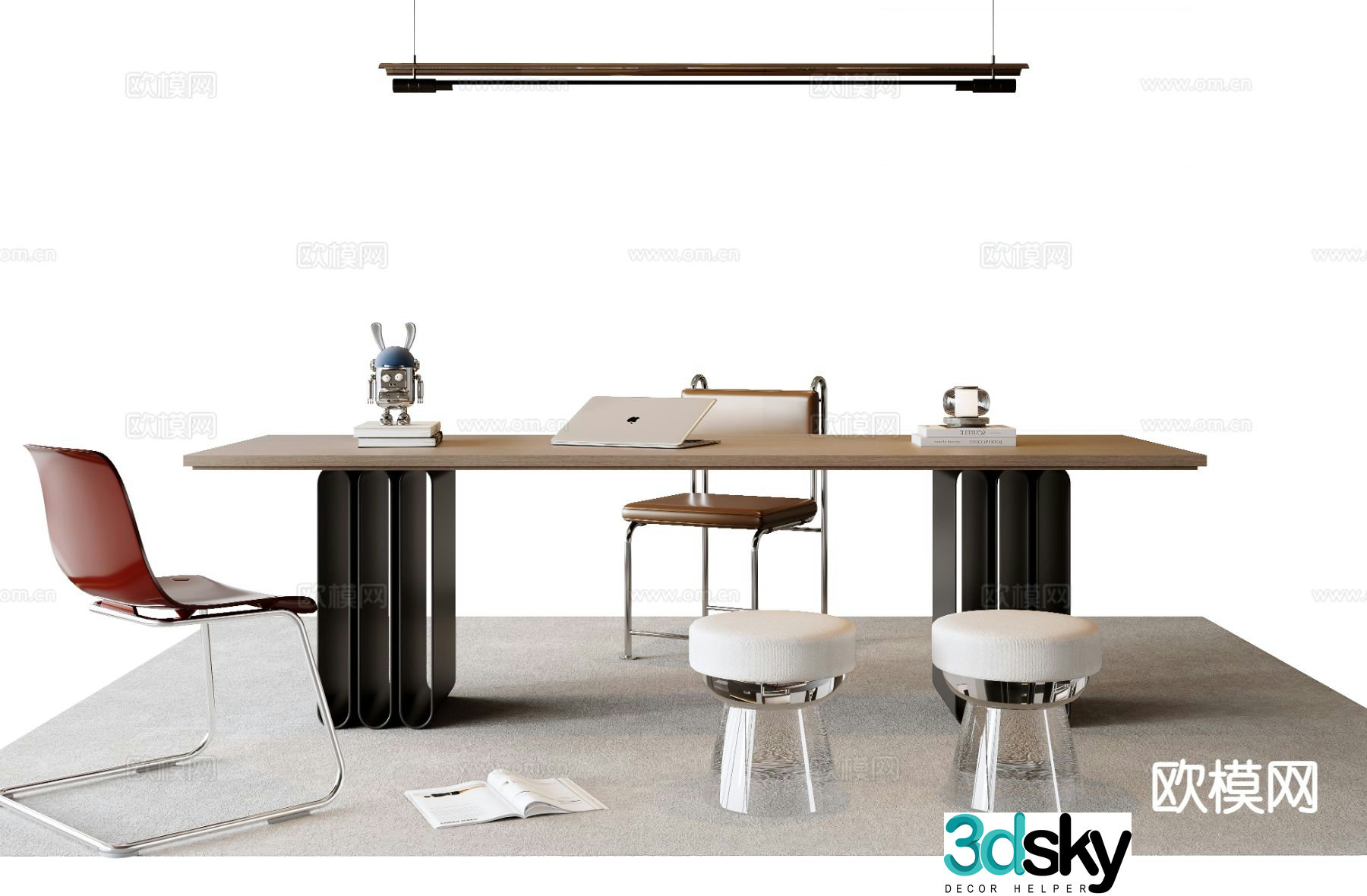 Modern desk writing desk computer desk 3d model