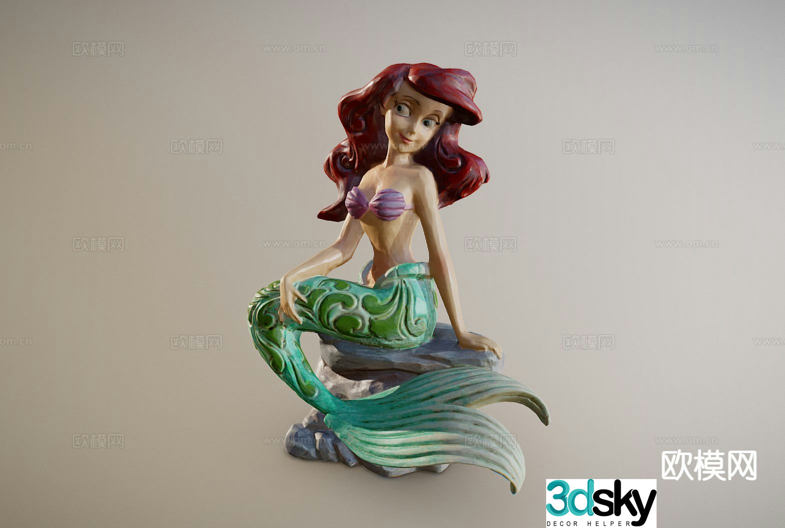 Mermaid sculpture goddess sculpture stone sculpture 3d model