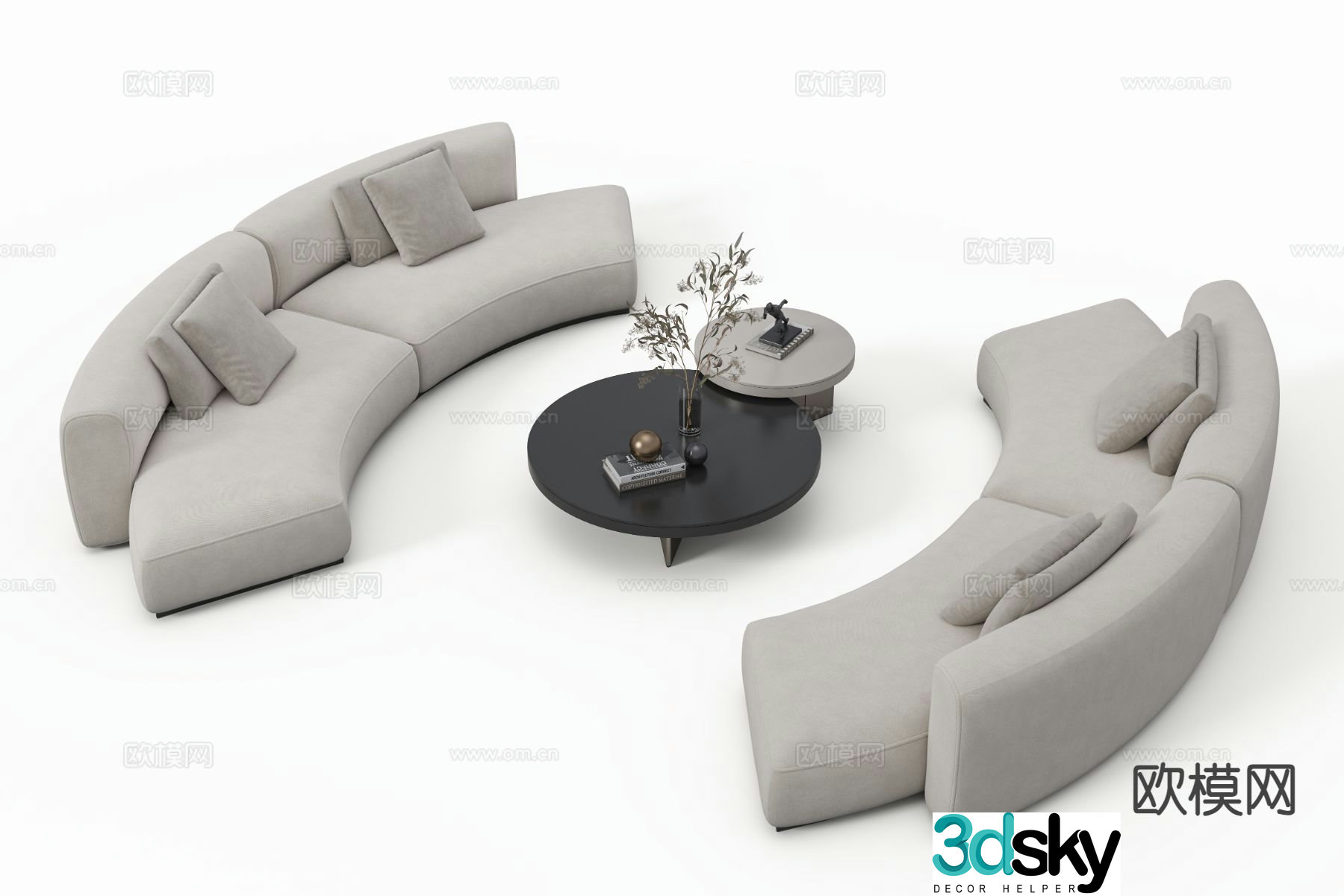 Modern curved sofa modular sofa 3d model