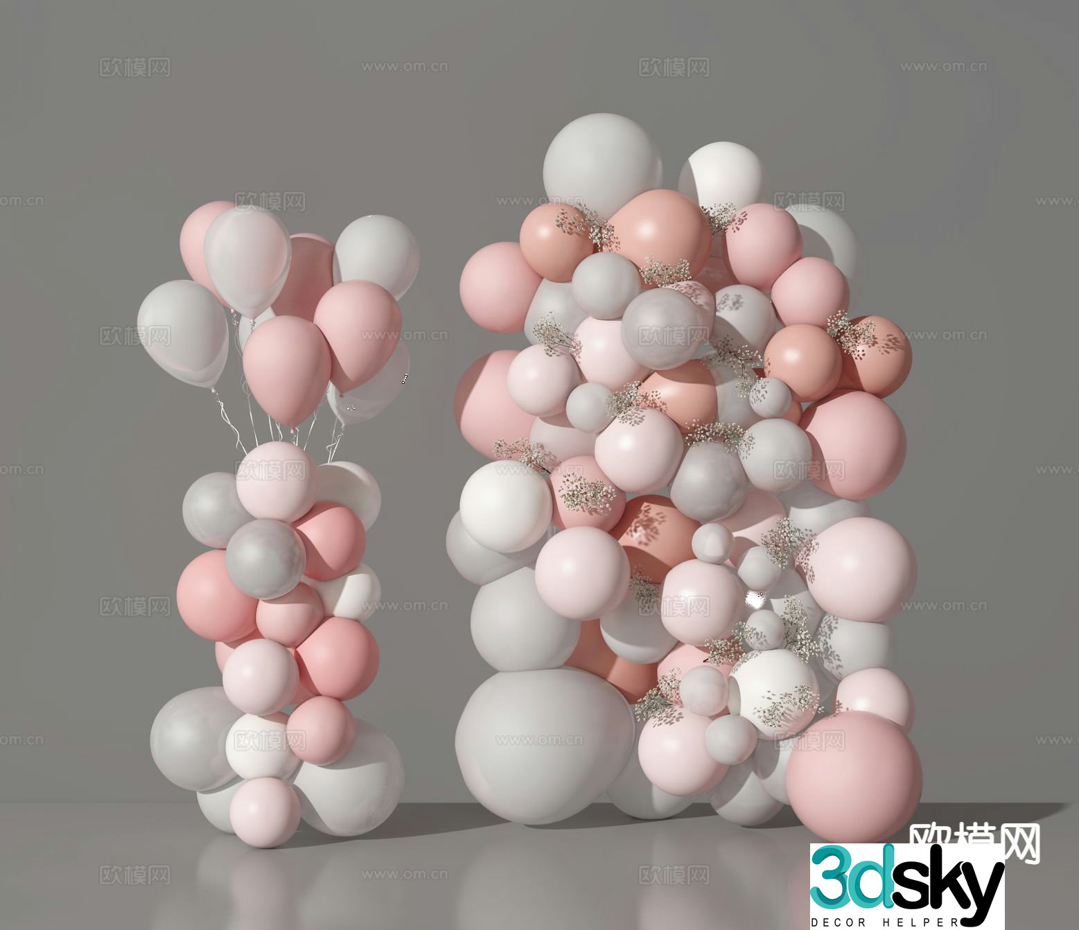 Modern wedding balloon decoration 3D model