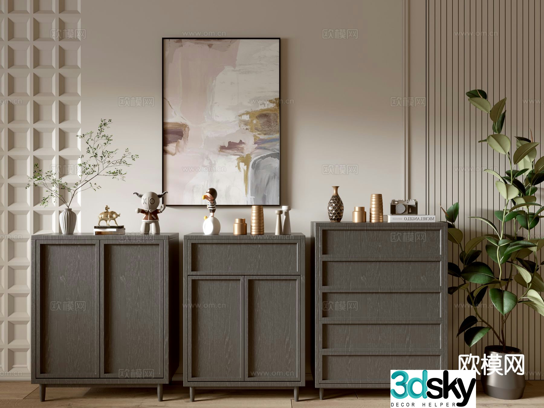 Modern side cabinet entrance cabinet 3d model