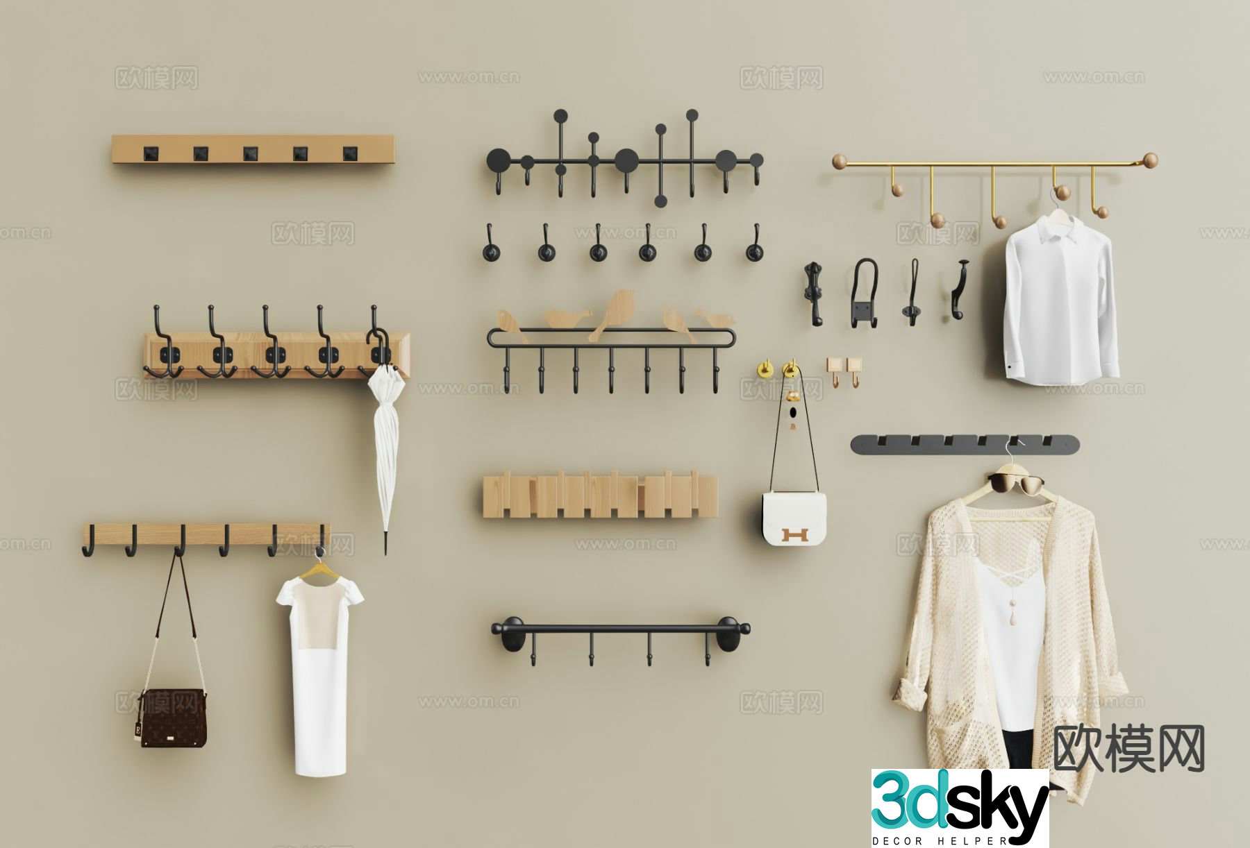 Simple hook clothes hook hanger 3d model