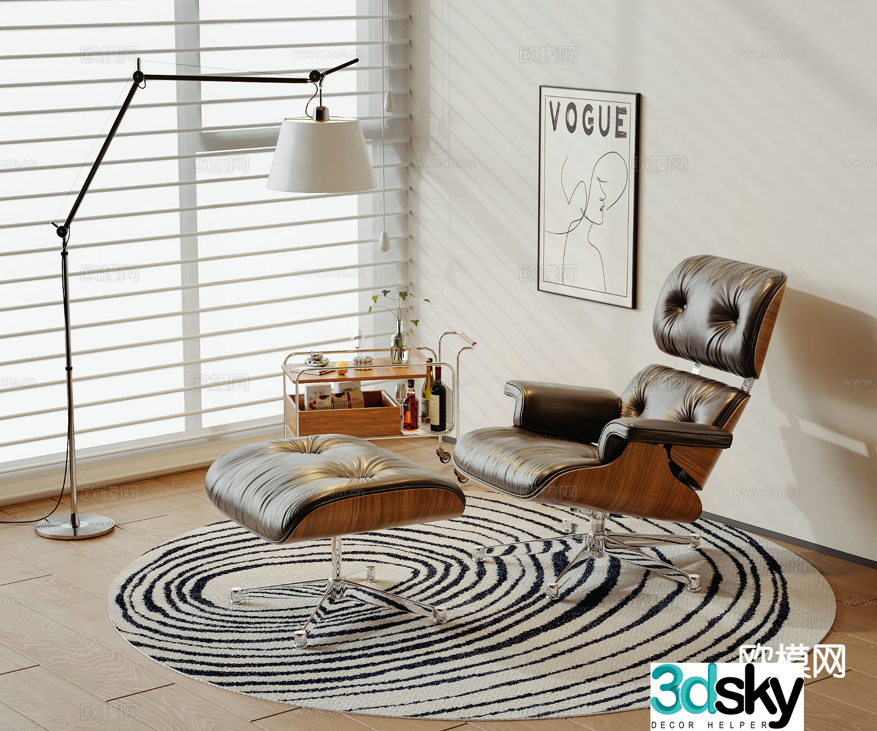 Italian style chair leisure chair lounge chair 3d model