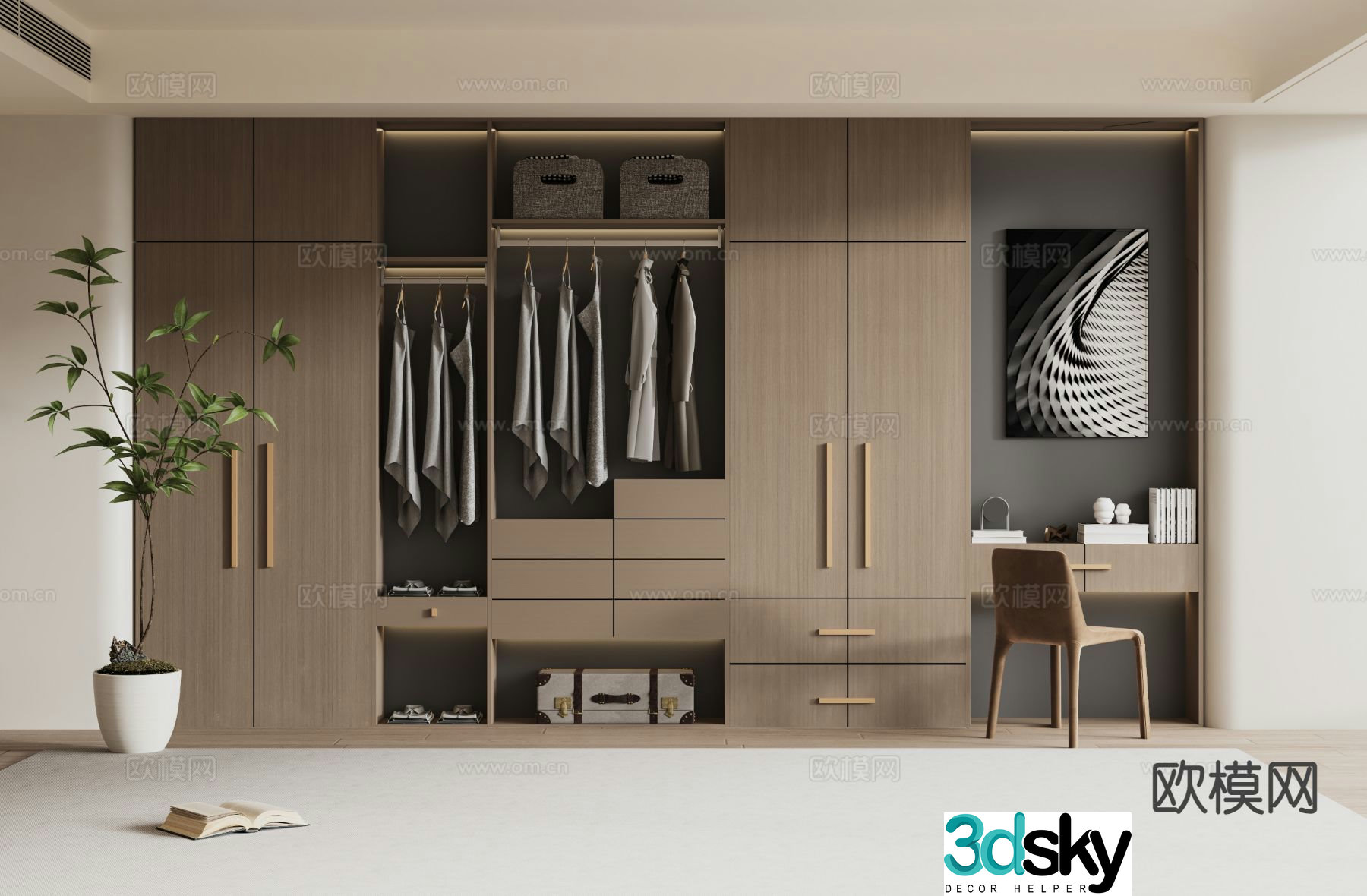 Log style wardrobe 3D model