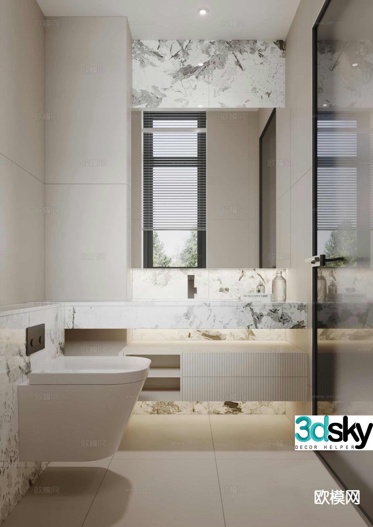 Modern restroom bathroom 3d model