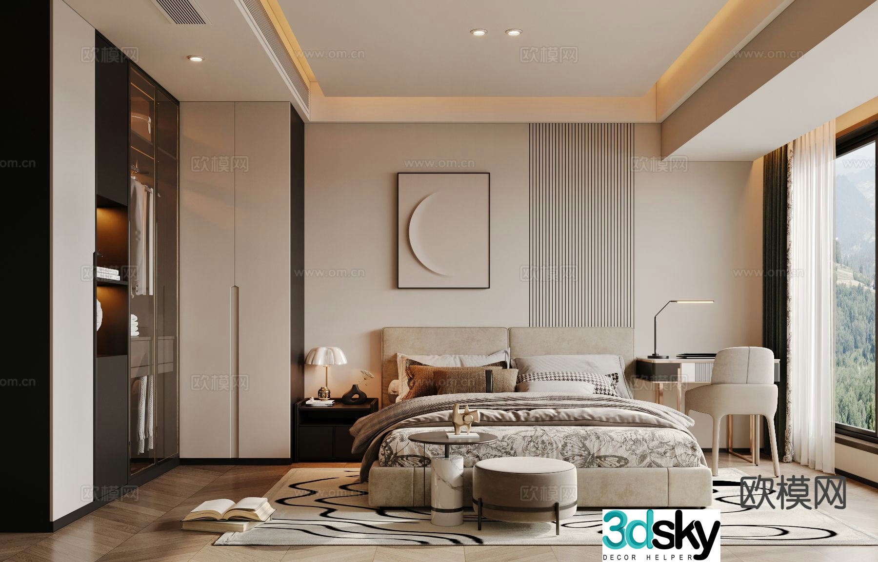 Modern bedroom master bedroom 3d model