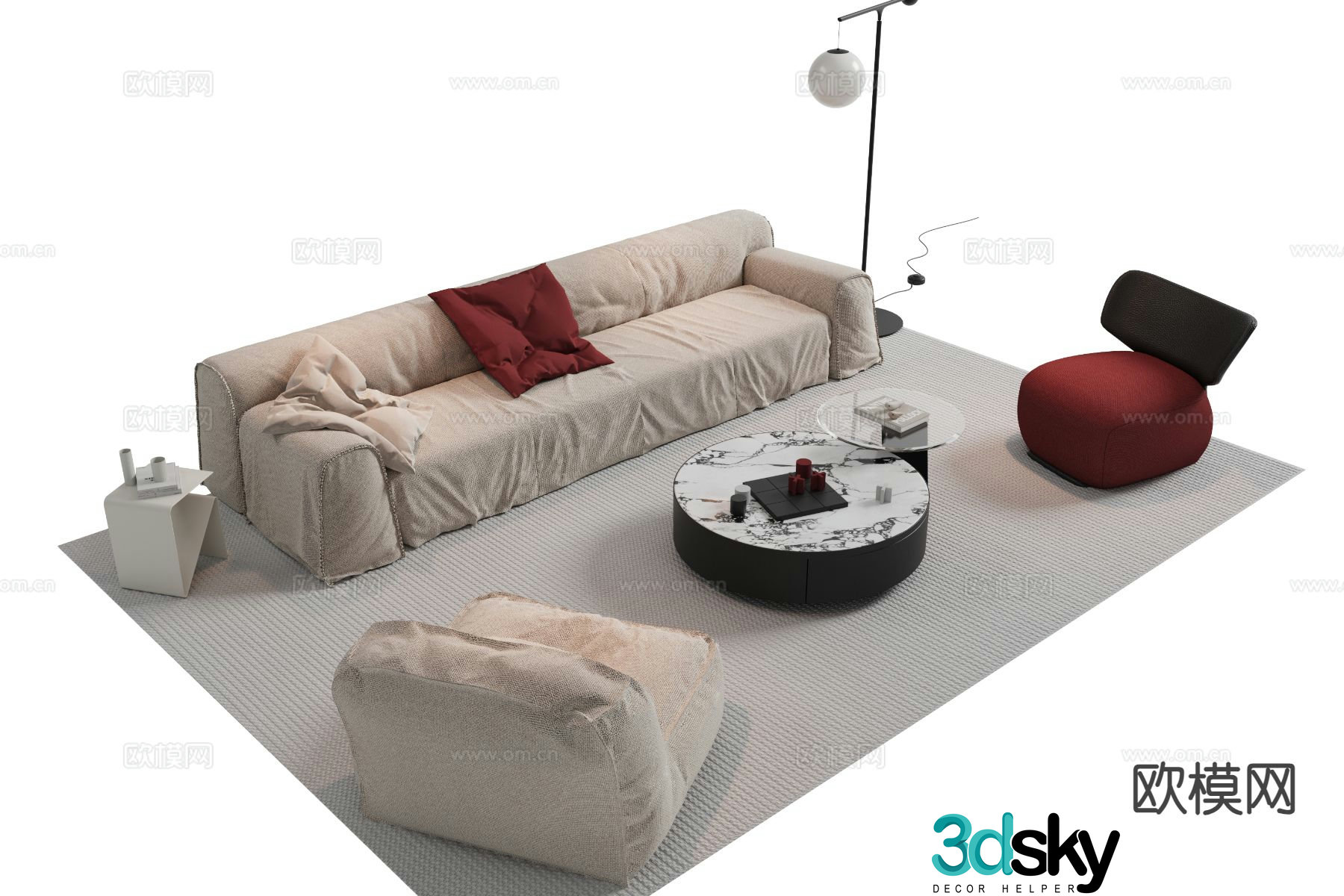 Italian sofa modular sofa 3d model