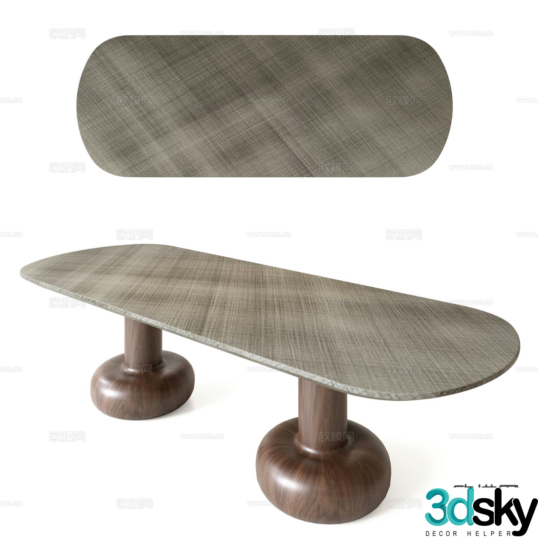 casa minimalist dining table solid wood dining table 3d model