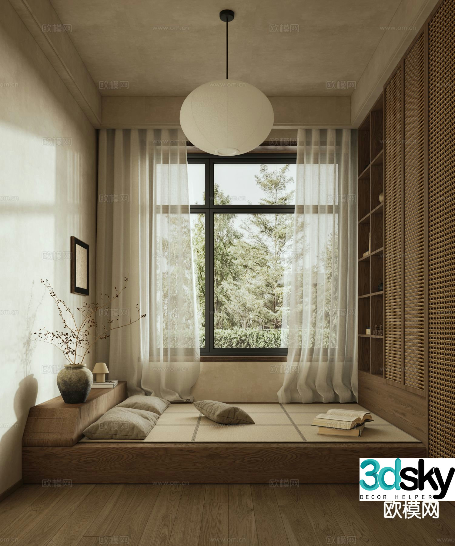 Wabi-sabi tatami bedroom 3d model