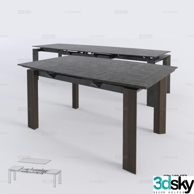 Minimalist dining table telescopic dining table 3d model