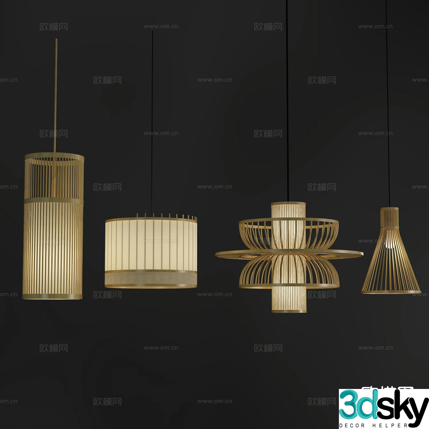 New Chinese style chandelier 3d model