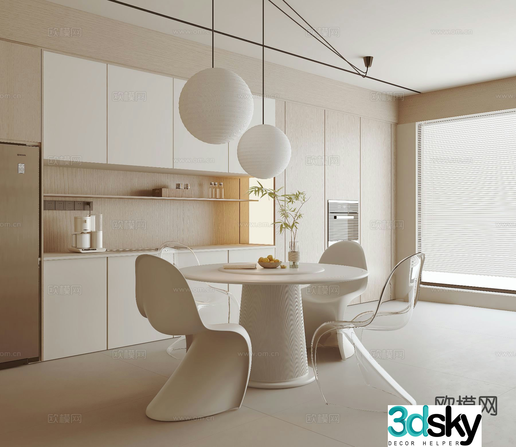 Cream style restaurant 3d model