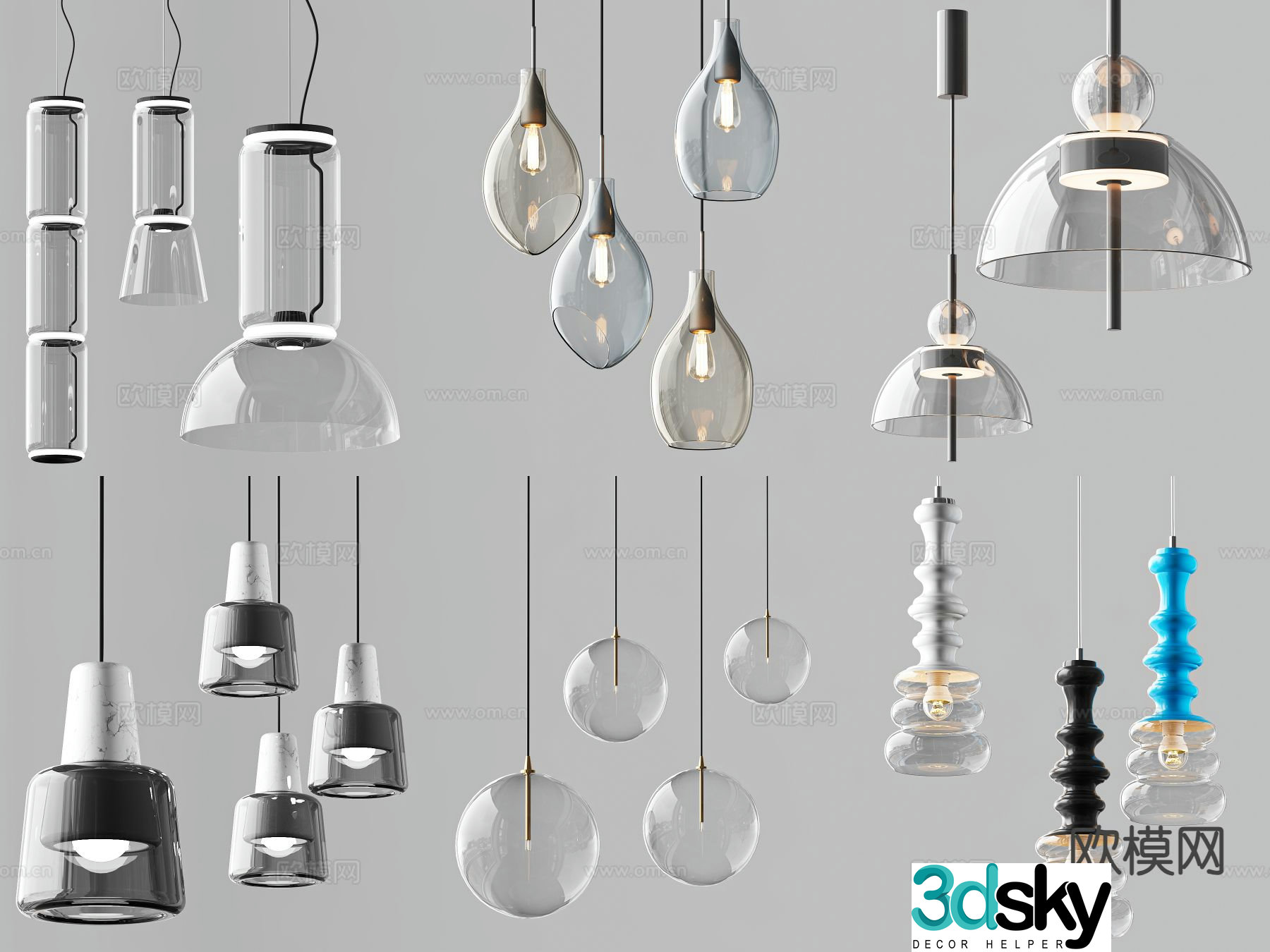 Modern chandelier glass chandelier restaurant chandelier 3d model