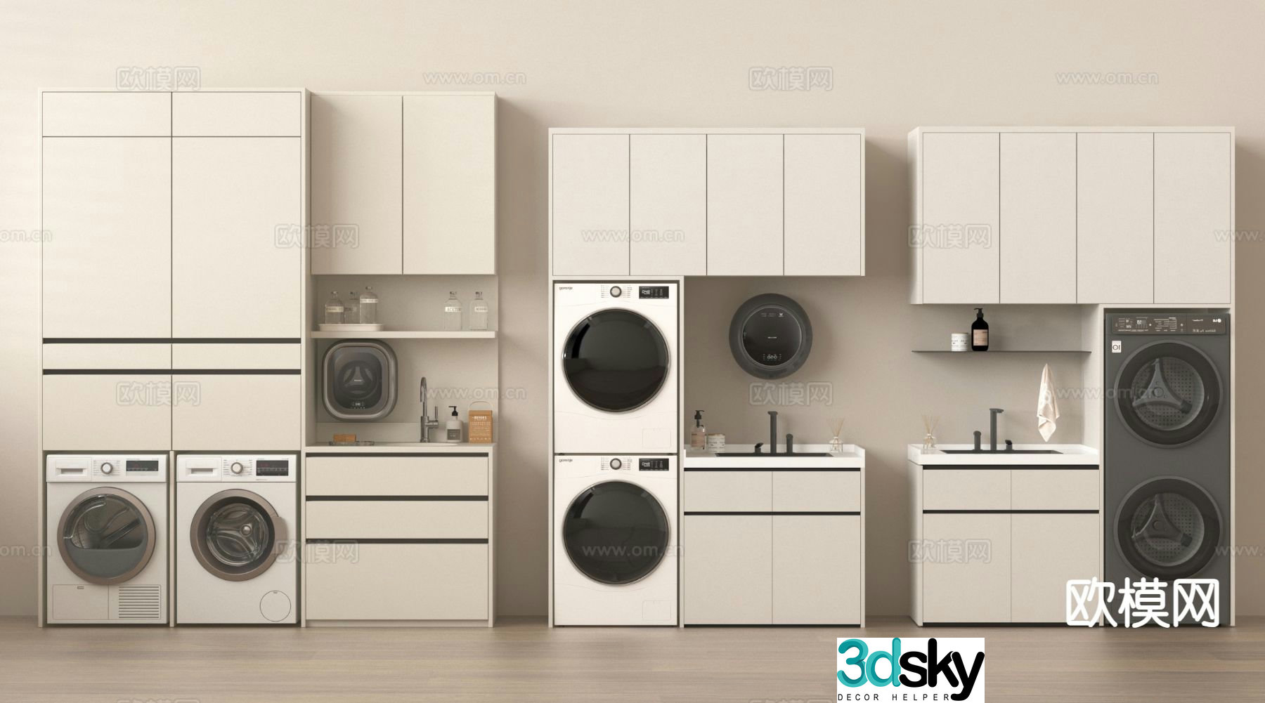 Modern balcony cabinet washing machine cabinet 3d model