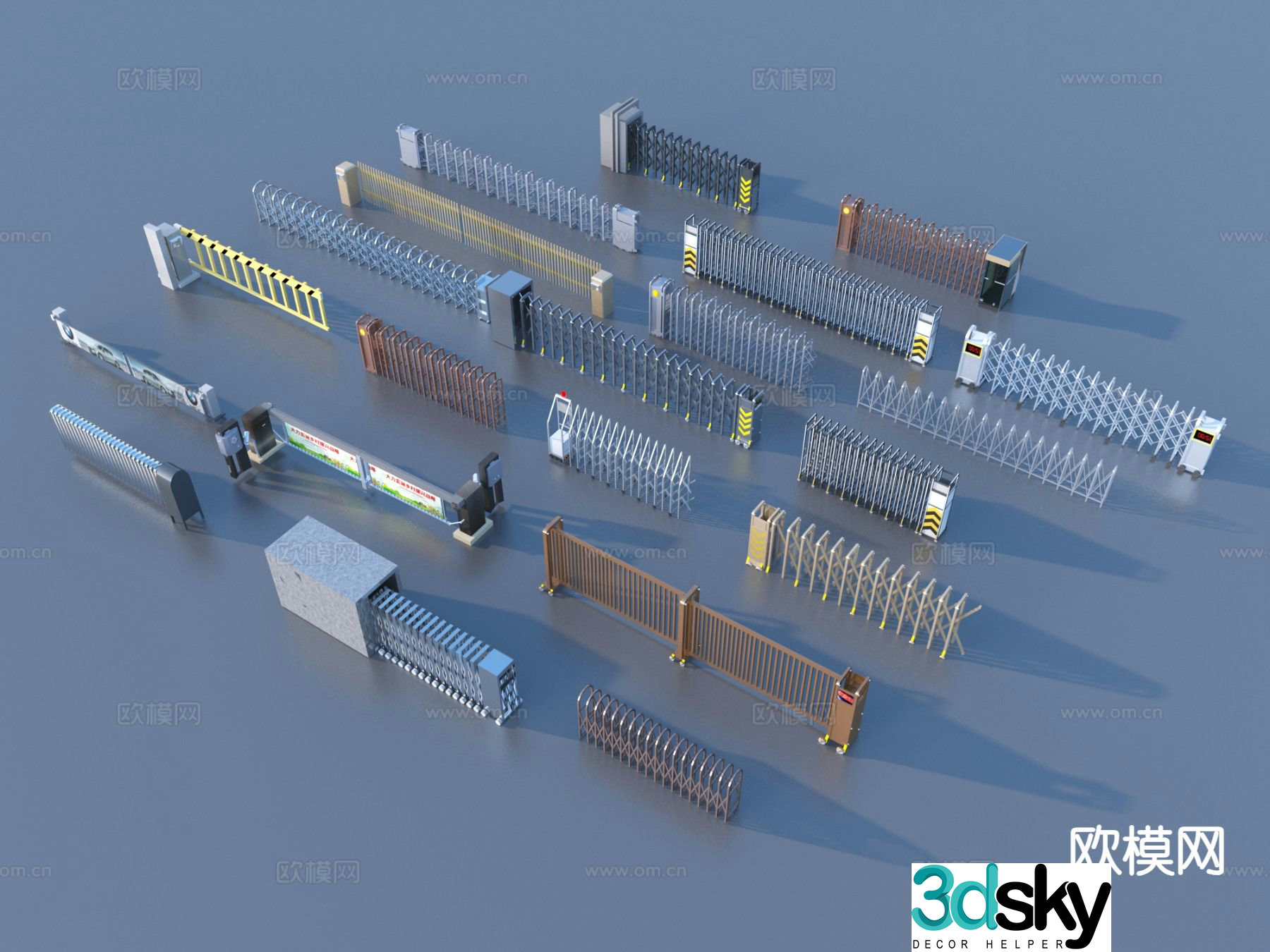 Barrier gate telescopic door electric telescopic door 3d model