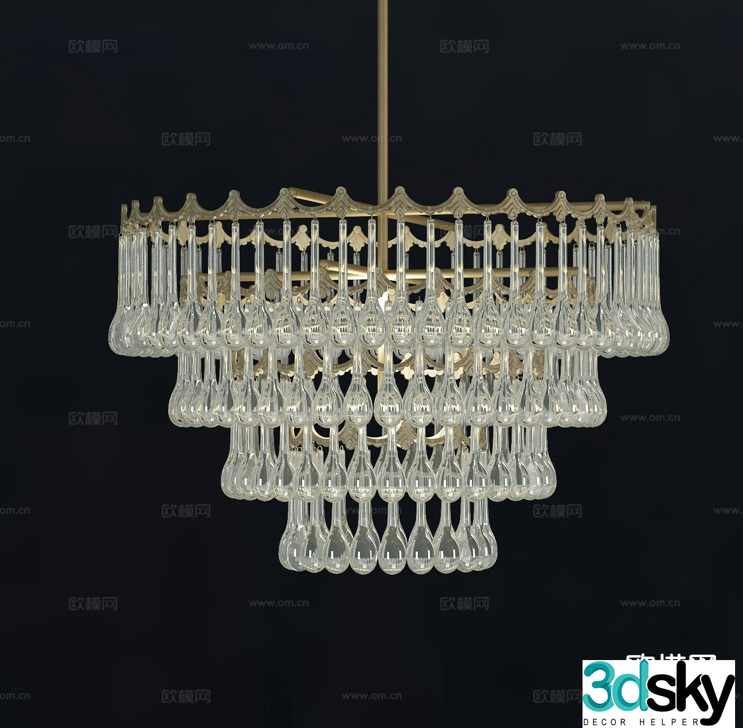 European style chandelier crystal chandelier 3d model