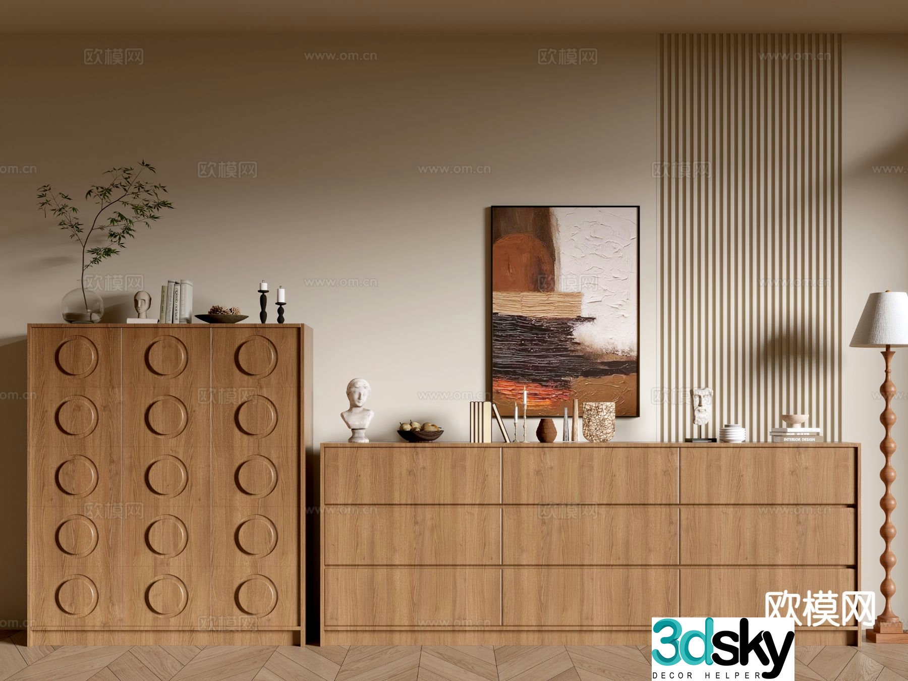 Wabi-sabi entrance cabinet side cabinet 3D model