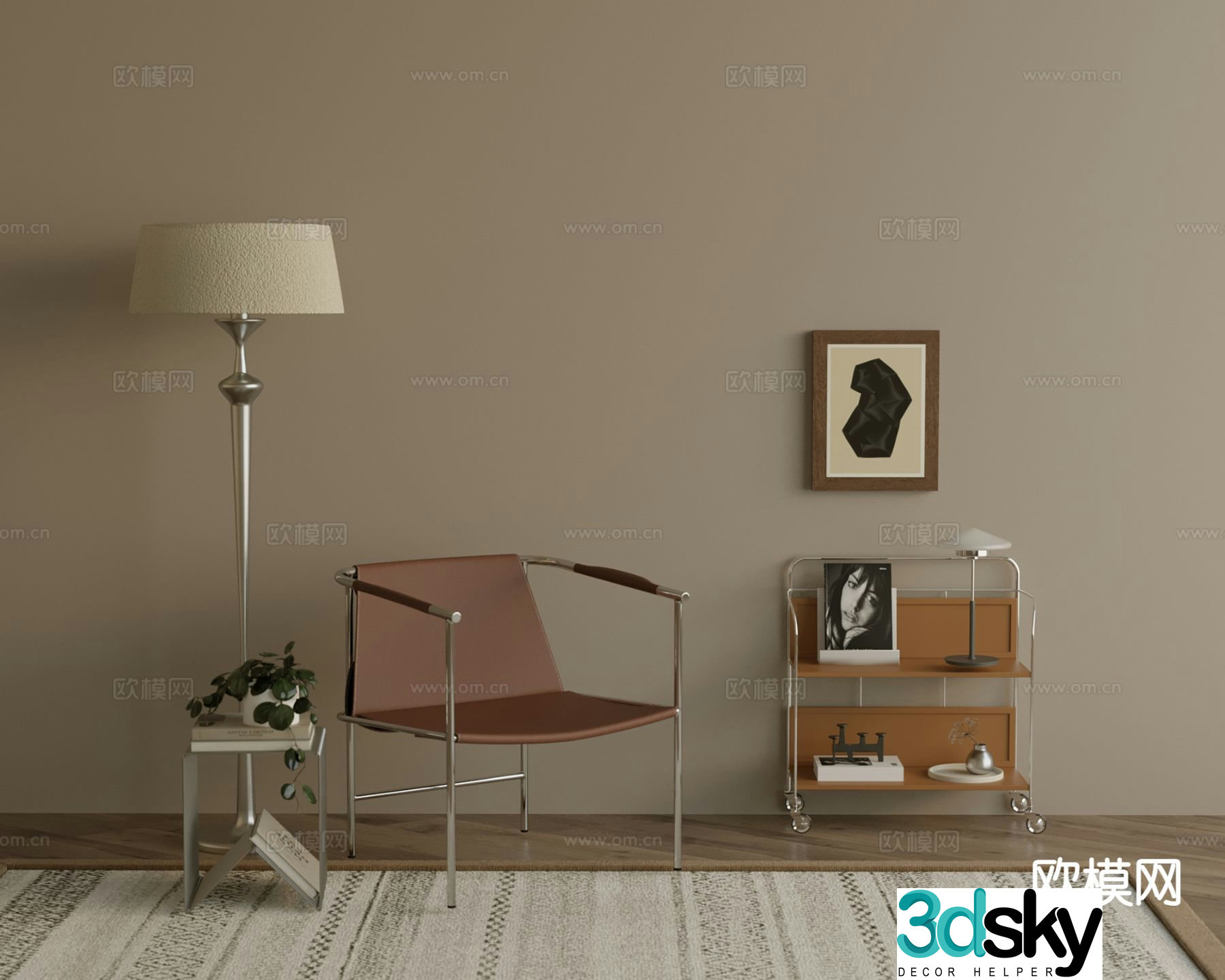 Medieval style saddle leather chair leisure chair 3d model