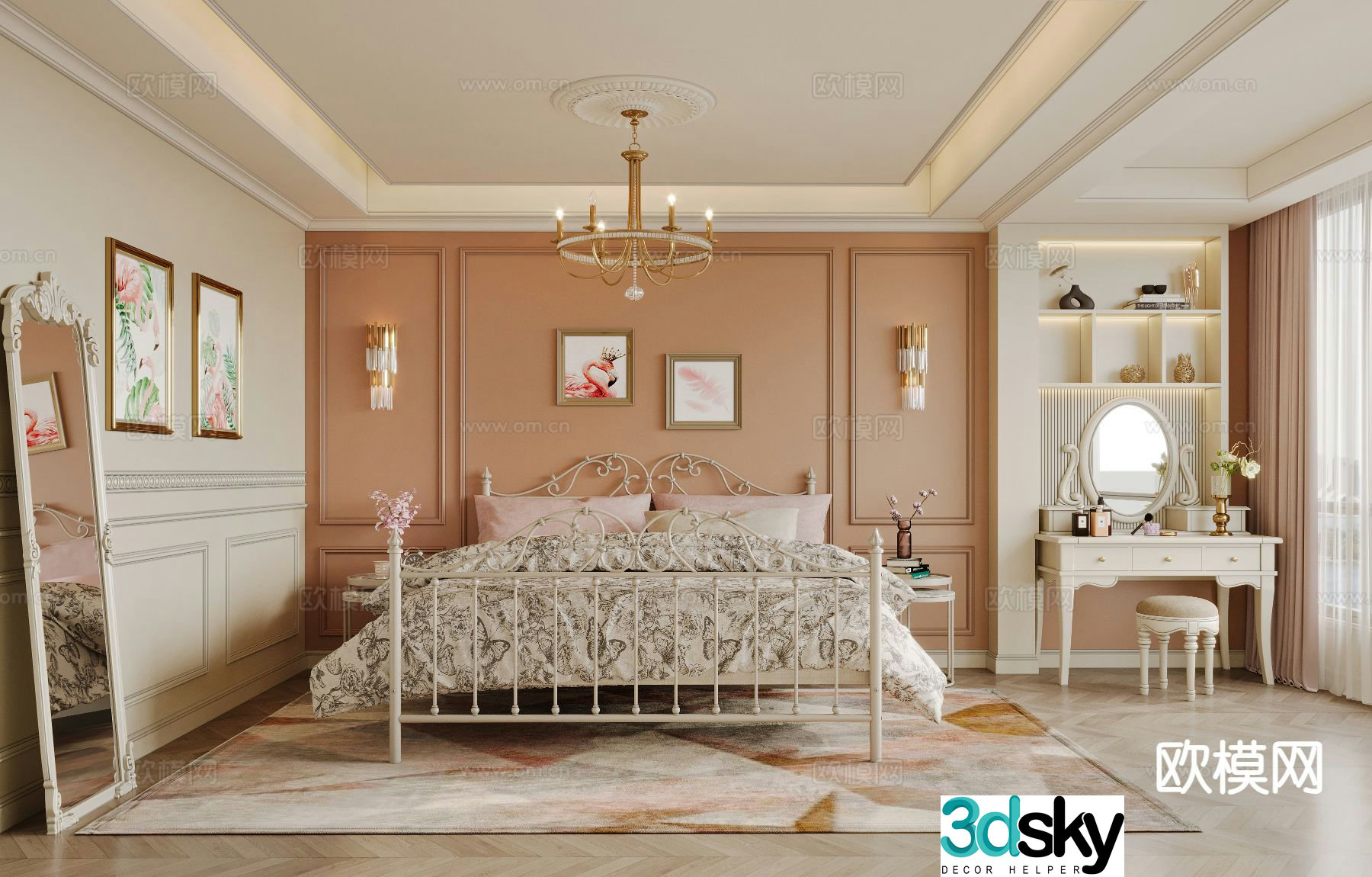 American style bedroom master bedroom 3d model