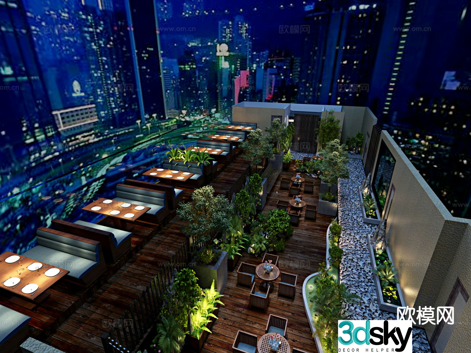 Hanging garden courtyard landscape 3d model