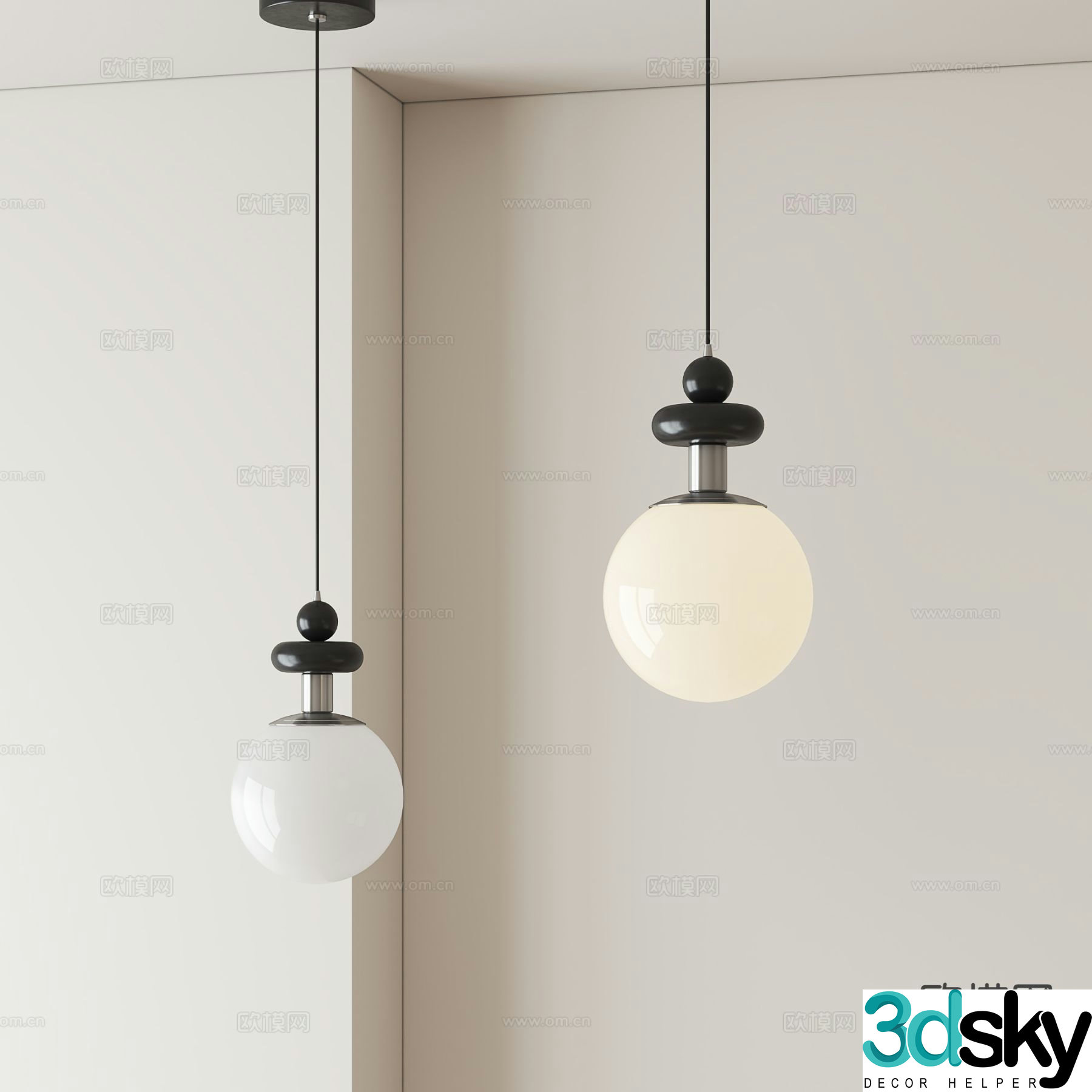 Modern spherical chandelier dining room chandelier 3d model