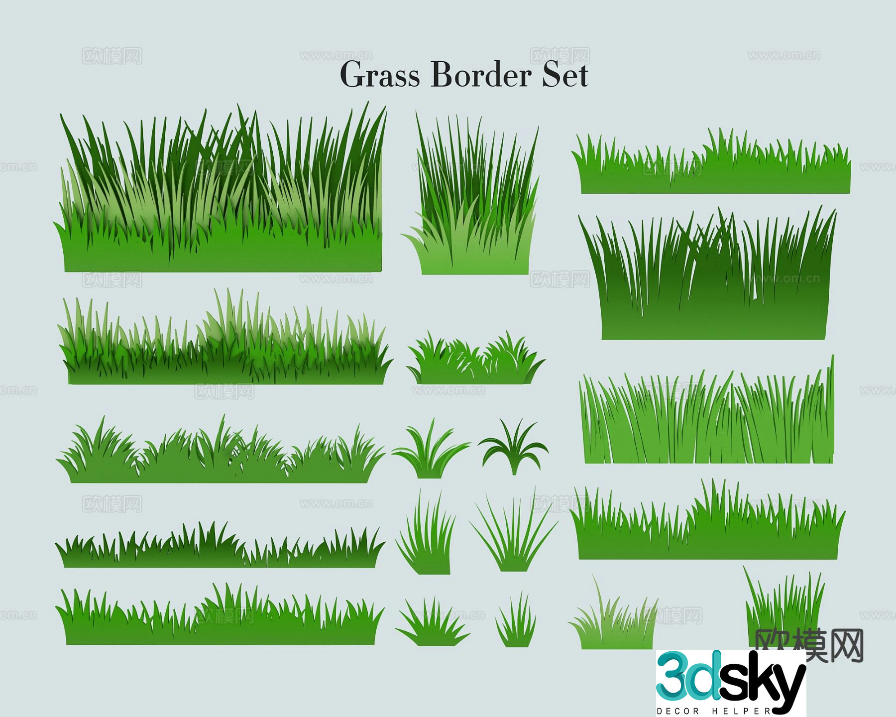 Lawn silhouette flower and grass pattern wall decoration pendant 3d model